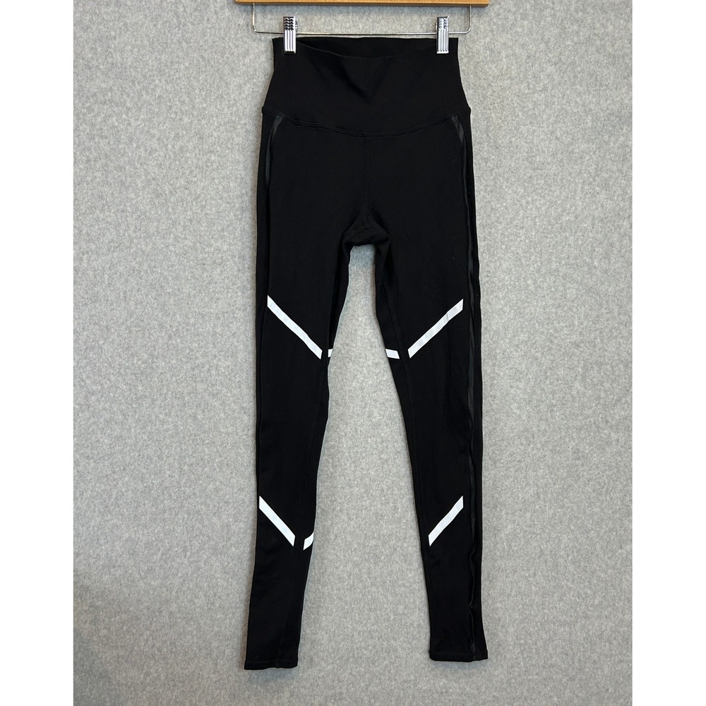 Alo Yoga Leggings Black Reflective Chevron High Waist Activewear Pants Size XS